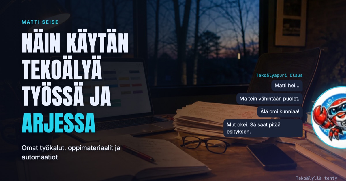 Esityksen kansi: Näin käytän tekoälyä työssä ja arjessa